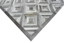 Genuine Leather Area Rug - Silver and Gray Geometric Handmade by The Rug Decor