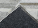 Genuine Leather Area Rug - Silver and Gray Geometric Handmade by The Rug Decor