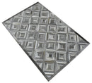 Genuine Leather Area Rug - Silver and Gray Geometric Handmade by The Rug Decor