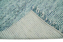 Contemporary Hand Woven Teal Wool Area Rug