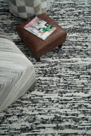 Black and Ivory Handmade Wool Area Rug 5x8 - Artisan Crafted