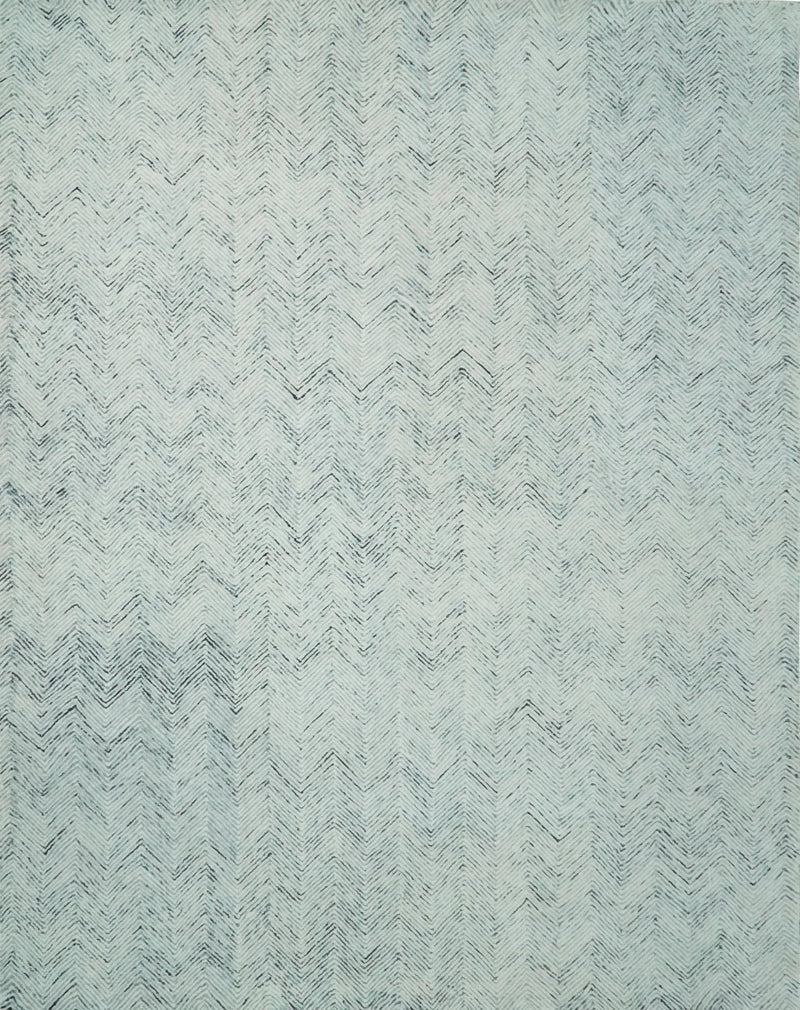 5x8 and 8x10 Hand Made Woolen Modern Blue and Ivory Area Rug | EVE001