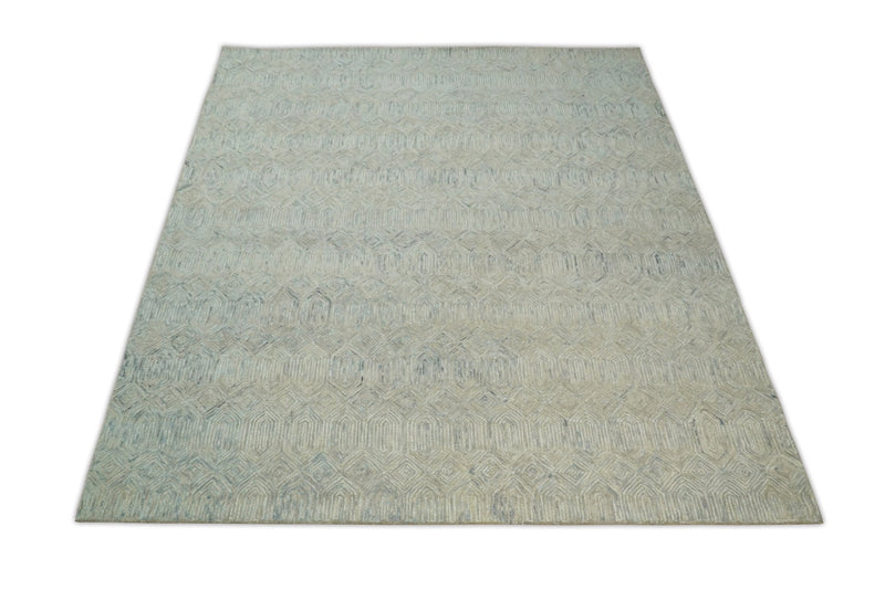 5x8 and 8x10 Hand Made Woolen Modern Camel and Blue Area Rug | EVE004