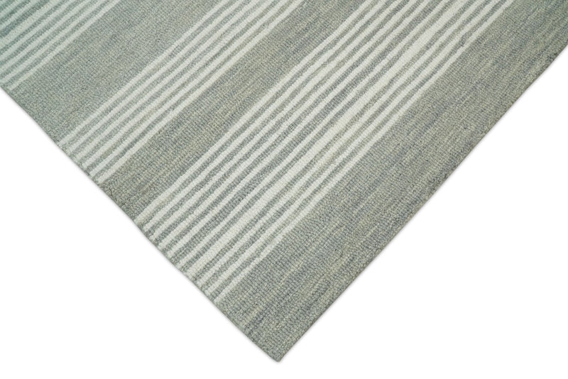 5x8 and 8x10 Hand Made Woolen Modern Grey and Ivory Area Rug | NAU001