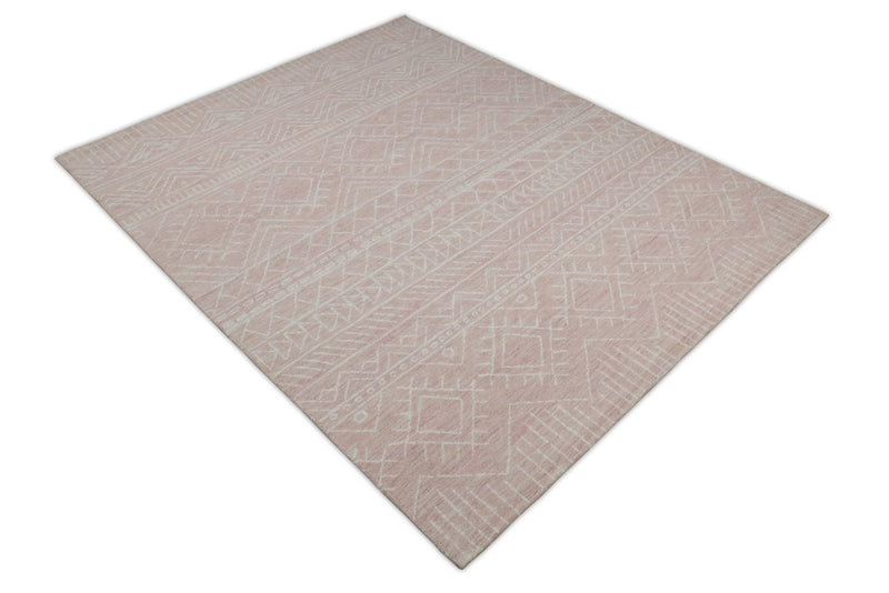 5x8 and 8x10 Hand Made Woolen Modern Pink Area Rug | AZT001