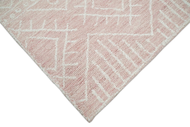 5x8 and 8x10 Hand Made Woolen Modern Pink Area Rug | AZT001