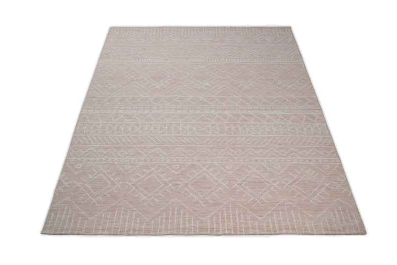 5x8 and 8x10 Hand Made Woolen Modern Pink Area Rug | AZT001