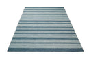 Blue and White Striped Wool Hand Tufted Area Rug - Contemporary