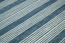 Blue and White Striped Wool Hand Tufted Area Rug - Contemporary