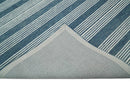 Blue and White Striped Wool Hand Tufted Area Rug - Contemporary