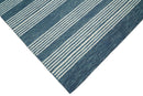 Blue and White Striped Wool Hand Tufted Area Rug - Contemporary