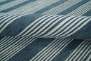 Blue and White Striped Wool Hand Tufted Area Rug - Contemporary