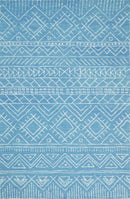 5x8 and 8x10 Hand Made Woolen Tribal Solid Blue Area Rug | AZT002