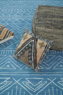 Blue Hand Tufted Wool Area Rug Modern Contemporary Design Home Interior Decor Style