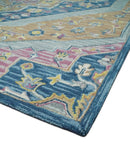 Blue and Pink Wool Textured Hand Tufted Area Rug for Kids and Nursery by The Rug Decor