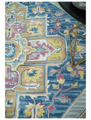 Blue and Pink Wool Textured Hand Tufted Area Rug for Kids and Nursery by The Rug Decor