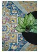Kids, Nursery and Living Room Rug Hand Tufted Blue and Pink Wool Textured Loop Multi Size Area Rug