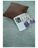 Solid Blue Wool Area Rug Hand Woven Modern Minimalist Premium