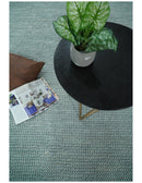 Solid Blue Wool Area Rug Hand Woven Modern Minimalist Premium
