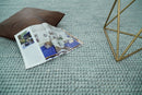 Solid Blue Wool Area Rug Hand Woven Modern Minimalist Premium
