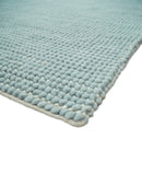Solid Blue Wool Area Rug Hand Woven Modern Minimalist Premium