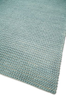 Solid Blue Wool Area Rug Hand Woven Modern Minimalist Premium