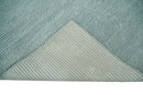 Solid Blue Wool Area Rug Hand Woven Modern Minimalist Premium