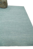 Solid Blue Wool Area Rug Hand Woven Modern Minimalist Premium