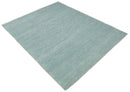 Solid Blue Wool Area Rug Hand Woven Modern Minimalist Premium