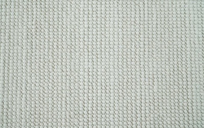 5x8 and 8x10 Solid Ivory Chunky Handwoven Wool Area Rug, Layering Rug | TRD2380