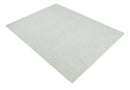 Contemporary Solid Design Ivory Handwoven Wool Area Rug