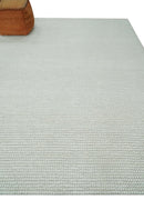 Contemporary Solid Design Ivory Handwoven Wool Area Rug