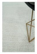 Contemporary Solid Design Ivory Handwoven Wool Area Rug