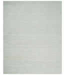 Contemporary Solid Design Ivory Handwoven Wool Area Rug