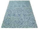Blue Traditional Hand Tufted Wool Area Rug Durable Soft Pile