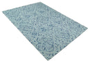 Blue Traditional Hand Tufted Wool Area Rug Durable Soft Pile