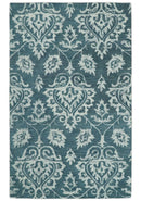 Hand Tufted Traditional Teal and Ivory Wool Area Rug