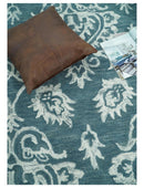 Hand Tufted Traditional Teal and Ivory Wool Area Rug