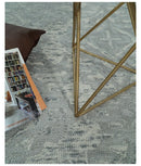 Silver and Beige Modern Hand Tufted Wool Area Rug Contemporary Style