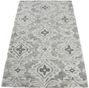 Ivory Gray Hand Tufted Fine Wool Area Rug Modern Contemporary Luxurious Design
