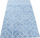 Blue and Silver Hand Tufted Wool Area Rug 5x8 - Modern Contemporary Plush Textured