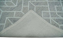 Hand Tufted Wool Area Rug - Silver Beige Geometric Open Pile