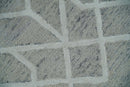 Hand Tufted Wool Area Rug - Silver Beige Geometric Open Pile