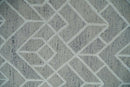 Hand Tufted Wool Area Rug - Silver Beige Geometric Open Pile