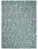 Gray and Silver Hand Tufted Wool Area Rug with Contemporary Minimalist Floral Design