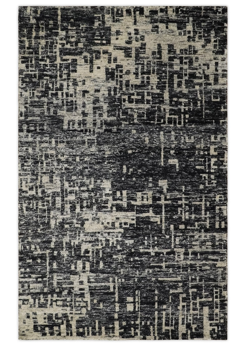 5x8 and 9x12 Hand Knotted Camel and Brown Modern Abstract Contemporary Recycled Silk Area Rug | OP29