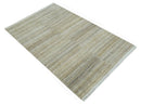 5x8 Beige, Gray and Silver Stripes Design Dari Pet yarn Rug