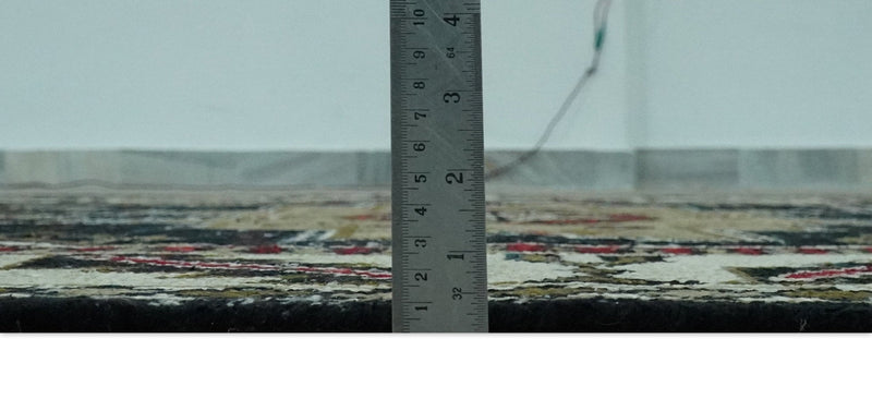 5x8 Black and Silver Traditional Heriz Hand Knotted wool area Rug