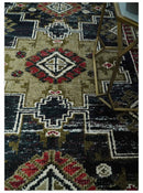 5x8 Black and Silver Traditional Heriz Hand Knotted wool area Rug