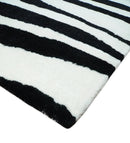 Black and White Zebra Wool Area Rug - Hand Tufted Modern Plush by The Rug Decor